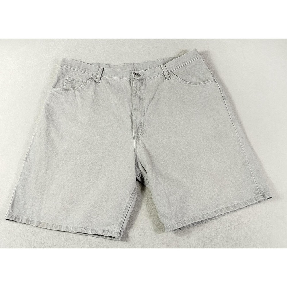 Wrangler Shorts Mens 42 Gray Denim Light Wash Relaxed Fit Bermuda Dadcore Jorts